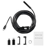 Cámara endoscópica Industrial con resolución HD de 1920P y Lente Dual Cámara de inspección Impermeable IP68 Cámara Tipo Serpiente semirrígida de 16,5 pies 8+1 Luces LED 3,5 m (1 Metro)