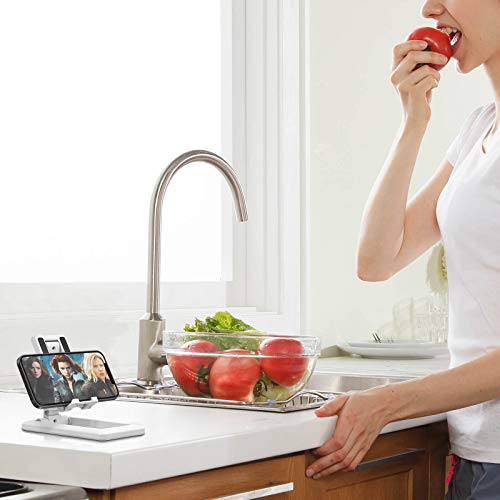 Phone Holder, Adjustable Desktop Phone Stand, Fully Foldable Phone Cradle Dock, Office Accessories, Compatible With Iphone/Kindle, All Smartphone(4-8 Inches) - White #TOP5