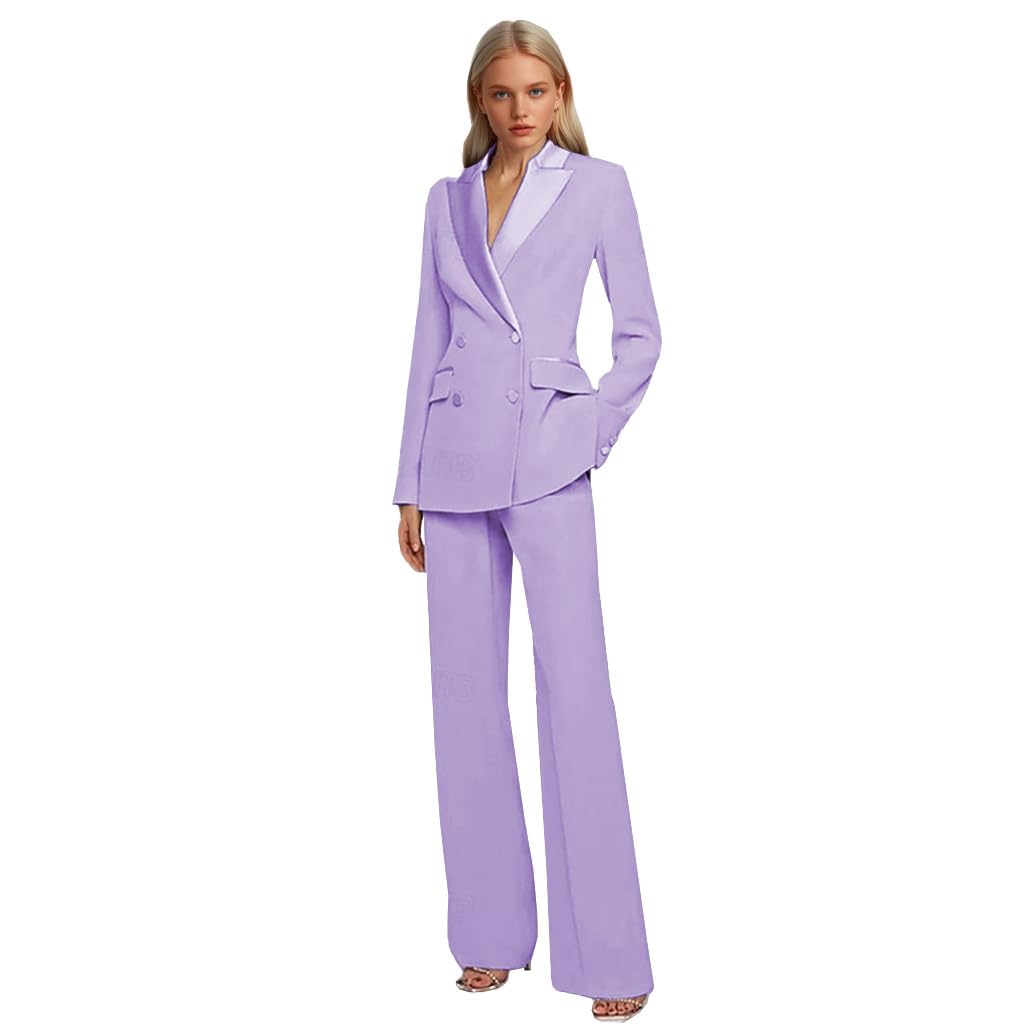 Mi Bo Tong Womens 2 Piece Suit Pants Set Business Casual Double Breasted Blazer and Pant Suits Outfits