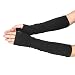 Vovotrade Winter Wrist Arm Hand Warmer Knitted Long Fingerless Gloves (Black)