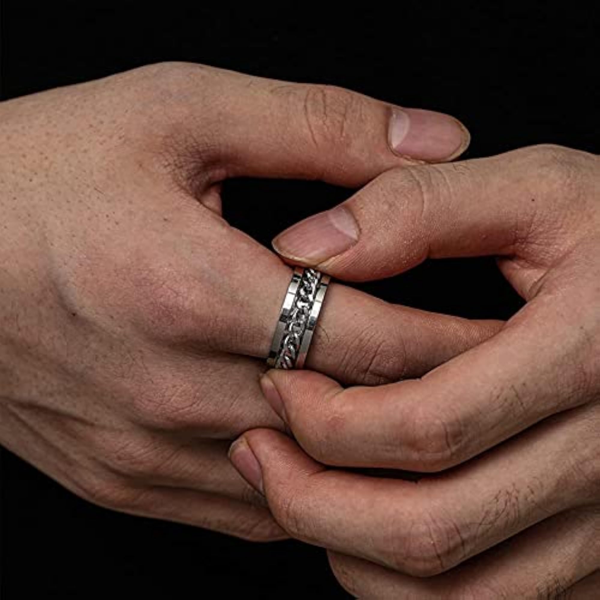 Men's Stainless Steel Adjustable Proposal Band Ring, Stylish Combo