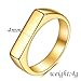 MYNENEY Stainless Steel Square Shape Signet Style Classical Simple Plain Wedding Engagement Statement Ring (Geometrical Gold, 6.5)