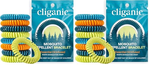 Image of Cliganic 100 Pack Mosquito Repellent Bracelets for Adults & Kids - Natural DEET-Free Bands, Individually Wrapped