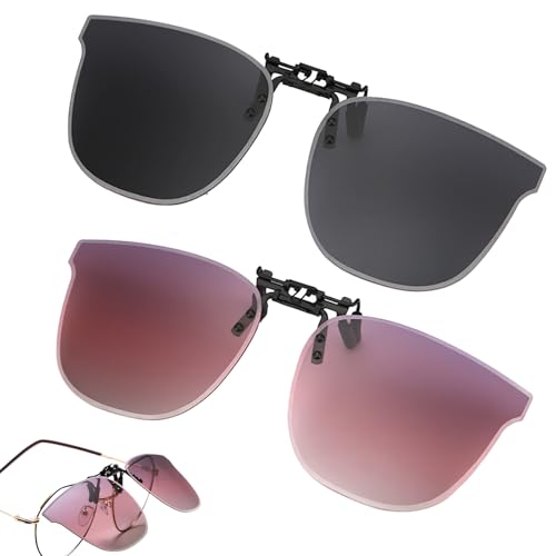 Sonnenbrillen Aufsatz Brille, 2 Stück Sonnenbrillen Clip Für Brille, Aufsteck Sonnenbrille, Polarisiert Clip On Sonnenbrille, Ideal Für Alltag, Nachtfahrten, Outdoor-Aktivitäten Wie Angeln, Wandern Un
