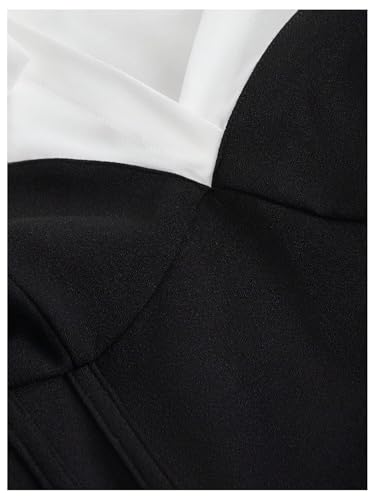 SweatyRocks Women's Off The Cold Shoulder Long Sleeve Fitted Ruffle Blouse Peplum Shirt Color Block Corset Crop Top3