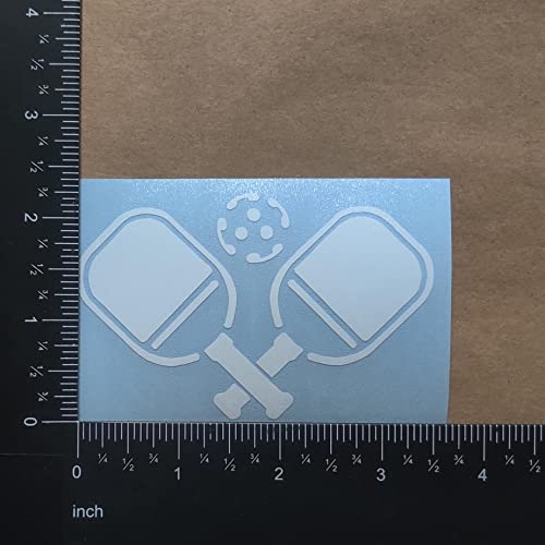Image of Pickleball Decals 4 Pack: Pickle Ball, Pickleball Heartbeat, Paddles and Pickleball, Love Pickleball Decals (White, Small ~3.5 inch)