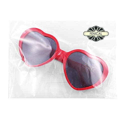FENICAL Women Interesting Peach Heart Special Effects Eyeglasses for Bar Night Club (Red), 1552cm - Thumbnail 3