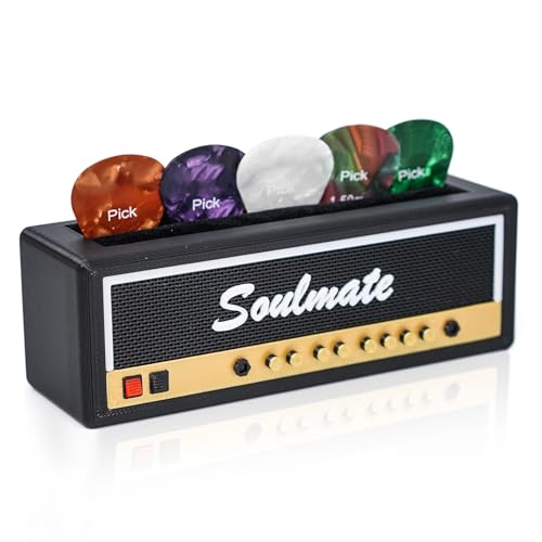 Jonansy Black Guitar Pick Holder Organizer - Durable Guitar Pick Storage Case with 6 Free Guitar Picks Included, Compact Guitar Accessories Display Box for Musicians & Music Enthusiasts