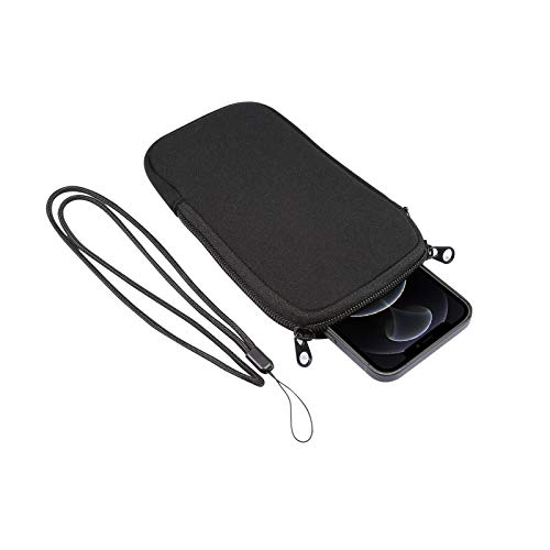 Jlyifan Neoprene Small Size Cell Phone Sleeve, Zip Wallet Pouch with Neck Strap for iPhone 17, 16, 16e, 15 14 Pro, iPhone 13 12 Pro iPhone 13 12 Mini 11 Pro iPhone SE 3rd G iPhone X XS (Black) by Jlyifan - Image 6