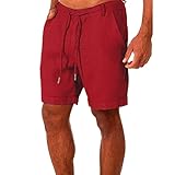 Kurze Hose Herren Sommer Leinenhose Fashion Bermuda Shorts Dünne Sweatshorts Laufshorts Fitness Sport-Shorts mit Kordelzug Bequeme Elastic Waist Joggingshorts Sommerhose Strandhose Laufshorts