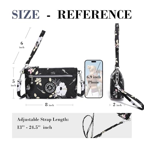 Image of Small Wristlet Wallets for Women Nylon RFID Cross body bag | Cell Phone Purse with Built-In Card Slots for Daily Outings