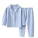Kids Boys Girls 𝐏ajamas Set 𝐏js Ribbed Long Sleeve Button Down 𝐒leepwear 𝐋oungewear Toddler (Blue, 18-24 Months)