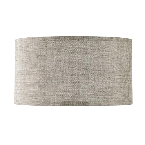Aspen Creative 38873,Hardback Barrel Contemporary Collapsible UNO Shade,Stone Grey and Gold Linen Fabric,16"Top x 16"Bottom x 9"Height,Threaded UNO 36mm,Table Lamp And Pendant Light