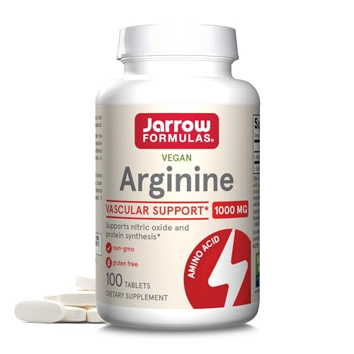 Jarrow Formulas® Arginine 1000 mg, Dietary Supplement, Supports Nitric Oxide Production, Supports Protein Synthesis, 100 Tablets, Up to 100 Day Supply