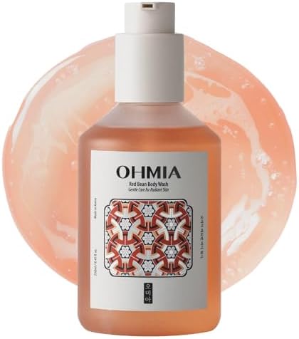 OHMIA Korean Red Bean Body Wash - Hydrating Exfoliating Shower Gel with Peptides & Hyaluronic Acid for Smooth Sensitive Skin Women & Men - Vegan & Cruelty-Free - 8.45 fl oz