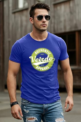 Image of Veirdo Pure Cotton Regular Fit AestheticGraphic Printed Round Neck Half Sleeve T-Shirt Pack for Men (Combo of 3) (Green,Red,Swanwhite,Black,Navy Blue,White,Brown,Royal Blue)
