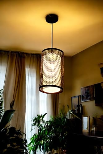 Image of Prop It Up Woven Metal Pendant Light, 18 cm Diameter, Black, Double Layer