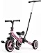 besrey 7-in-1 Toddler Bike with Parent Steering Push Handle for 1，2，3，4，5 Years Old Girls and Boys, Foldable Kids Push Trike, Toddler Tricycle with Removable Pedals, Height Adjustable Seat (Pink)