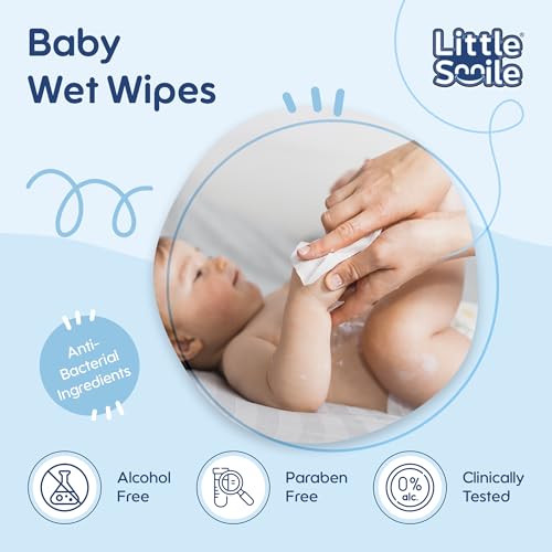 Image of Baby Wet Wipes with Lid-Lock (72s x Pack of 5) | 90% Pure Water Based Wet Wipes for Babies Face, Hands & Bums | Anti-Bacterial, Alcohol Free, pH Balanced Fragrance-Free Baby Wipes