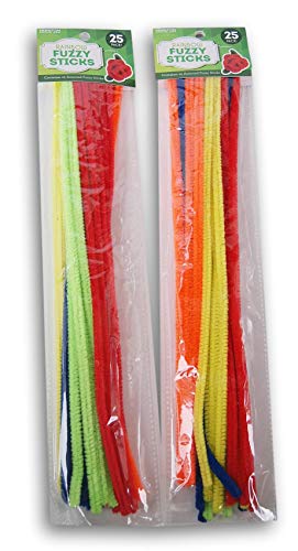 Rainbow Fuzzy Craft Sticks Pipe Cleaners - 50 Count - 12 Inches Long