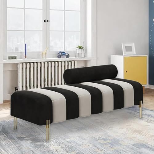Image of Lazy Couch and Reclining Sofa /Recliner Chaise Longue /Fabric recliners /for Bedroom /Living Room /Office Reception Recliner Lounge Sofa and Armchair (Black & Beige)