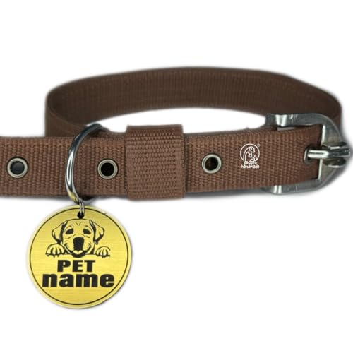 PAWPRO HANDMADE Personalized Brown Dog Collar Belt with Customizable Dog Name Tag 30cm -50cm Soft Comfy Pet Collar for Small Medium Large Dogs (Large) PAWPRO HANDMADE Personalized Brown Dog Collar Belt with Customizable Dog Name Tag 30cm -50cm Soft Comfy Pet Collar for Small Medium Large Dogs (Large)