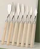 Palette Knife Set, 7 PCS Stainless Steel Painting Knives with Wood Handles for Acrylic Painting, Oil Painting, Canvas Texturing, Mixing, Impasto, Art Supplies for Artists, Beginners, Students, Studio