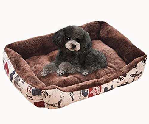qing yun Cama suave para perro, tamaño mediano, rectangular y calmante para mascotas, cama para gatos, alivio de la ansiedad, acogedor colchón de cama para perro para caja (70 x 50 cm, marrón) Cover
