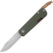 CIVIVI Slip Joint Knife Milled Green & Red G10 Handle, 2.81" Satin Nitro-V Blade, Brown Leather Lanyard, Slippy Sendy Model C24075B-1