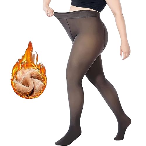 LANKOER Collant termici da donna Collant in pile grandi Collant foderati Leggings caldi con pile interno Collant invernali in peluche finto traslucido Collant caldi (330g)