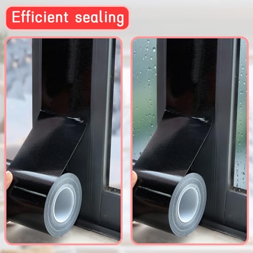 Image of Window Sealing Tape, Window AC Insulation Tape, 3 Inch x 65 FT Black | Waterproof Blocker for Cold Heat Air, Windproof, No Residue Strong Adhesive