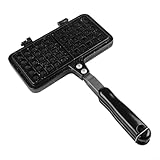LatoYard Gaufrier belge antiadhésif pour cuisinière à gaz, plaque de cuisson à gaufres rotative compatible avec cuisinière à induction, moule à sandwich