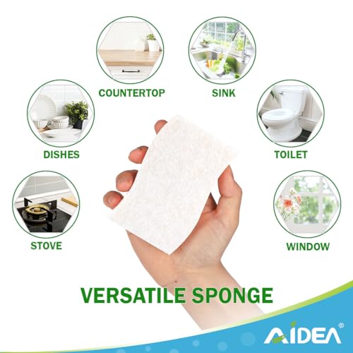 Image of AIDEA Sponges Kitchen, 9Count, Non-Scratch Scrub Sponge, Natural Sponge for Non-Stick Cookware, Cellulose Sponges for Dishes, Cleaning Power for Kitchen, Bathroom, Household