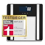 ADE Digitale Körperfettwaage Ines bis 200 kg | Testsieger 2024 | Personenwaage mit Körperfettanalyse, BMI, Muskelmasse, Körperwasser, Gewicht, BMR | Körperwaage mit Benutzererkennung | schwarz