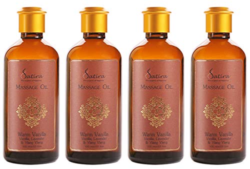 SATIRA Warm Vanilla Massage Oil with Vanilla, Ylang Ylang and Lavender Oil- 100 ml x 4.