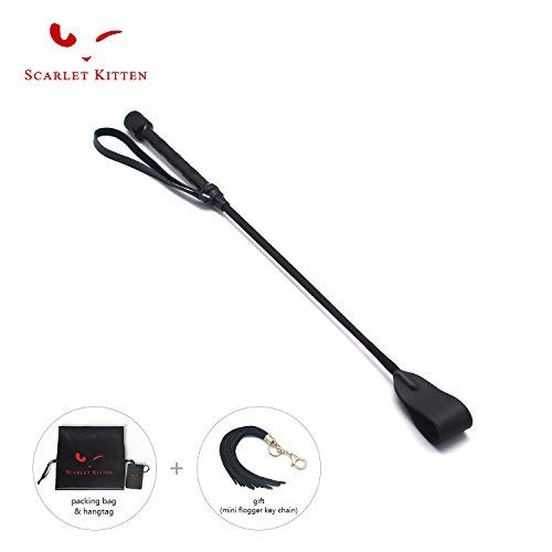 SCARLET KITTEN Riding Crop Horse Whip Spanking with Wide Leather Loop Slapper Jump Bat (Black)