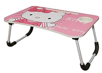 Khevna Kids Multipurpose Foldable Bed Study Table Cum Laptop Table with Tablet Slot and Cup Holder, Study Table (Pink)