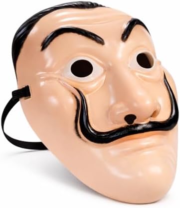 3-teiliges Haus des Geldes Kostüm-Set mit Dali-Maske, aufblasbarem Gewehr, Overall rot Einheitsgröße - für Erwachsene Unisex