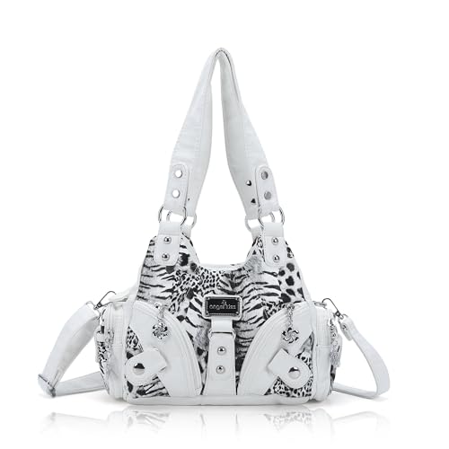 Image of Angel Kiss Purses for Women Small Hobo Shoulder Bags Vagen Leather Multi-Pocket Tote Bag with Zipper
