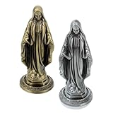 Veemoon 2 Stück Katholische Marienstatue aus Legierung Vintage Heilige Mutter Maria Figur für Tischdekoration Spirituelle Heimkunst und Religiöse Sammlung