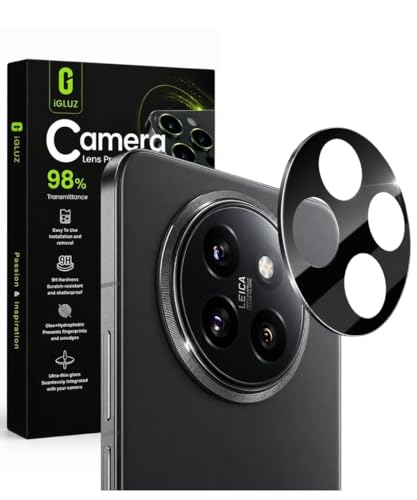 Image of iGluz Compatible with Xiaomi 14 CIVI Camera Lens Protector (1 Pack) | 9H Tempered Glass Camera Guard | Ultra Clear HD | Anti Scratch | Bubble Free | Easy Installation | Case Friendly | Black