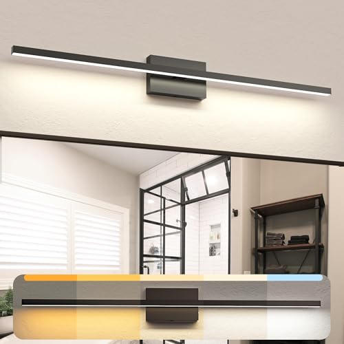 NIORSUN 39.4 inch Black Bathroom Vanity Light, 24W 5CCT Dimmable LED Bathroom Lighting Fixtures Over Mirror, Modern Vanity Lights for Bathrooms Restroom Mirror- ETL Certified by NIORSUN - Used condition - US$59.87