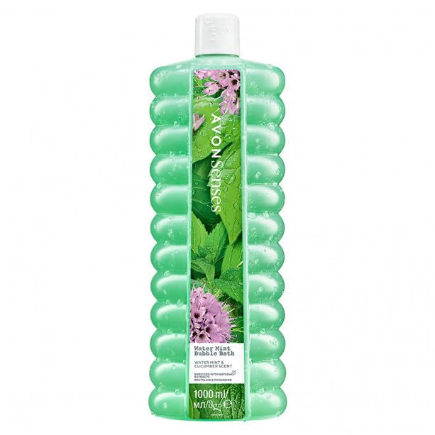 AVON SENSES Espuma de Baño Watermint, Gel de Burbujas Refrescante, 1000 ml