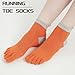 Sunew Toe Socks Men Women, Men's Coolmax Toe Socks Finger Ankle Running Socks Lightweight Breathable Quarter Athletic Socks for Run, Orange 3 Pairs Large