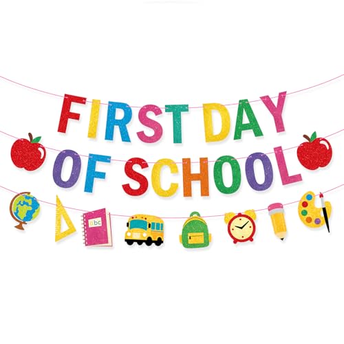 First Day Of School Banner Decor Back To School Garland Decor First Day Of Schools Decorations For Home Classroom Office Party Supplies (Firsts Day)