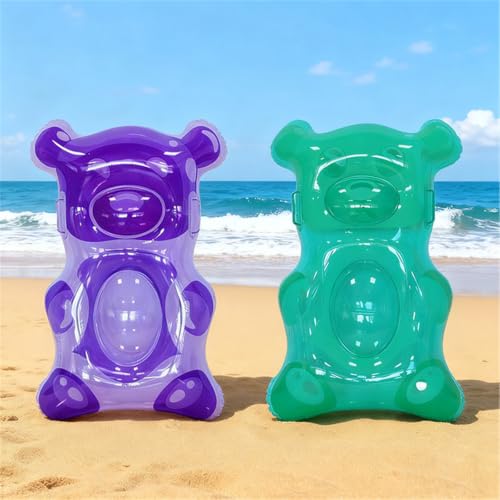 Pool Float Body Board for Youth Shallow Water Play, Bear Shaped PVC Inflatable Board with Side Grip Areas for Pool Days Inflatable Swim Youth Float Bear Shape Water Play Shallow Beach Body Side Grip - Image 5