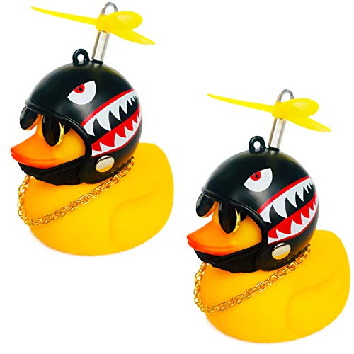 DANUC Rubber Ducky Car Dashboard Decorations Rubber Duckie Shark Helmet Duck Car Dash Interior Ornament Accessories DÃ©cor Toy For Men Women Kids Boy Girls 2pcs