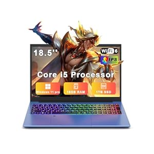 XNQ Laptop para juegos de 18.5 pulgadas, computadora portátil 2025, Core i5 Lap Top PC (hasta 3.80 GHz) 16 GB RAM 1TB SSD, 1TB TF Expand, WiFi 6, batería de 10000 mAh, pantalla 1080 FHD IPS 100% sRGB