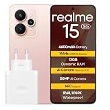 realme 15 5G Smartphone 5G, 12GB+256GB, Display 6.77" AMOLED 144Hz, Batteria 6600mAh, Fotocamera 50MP AI, IP68/IP69K Impermeabile, NFC, Dual SIM, Pink