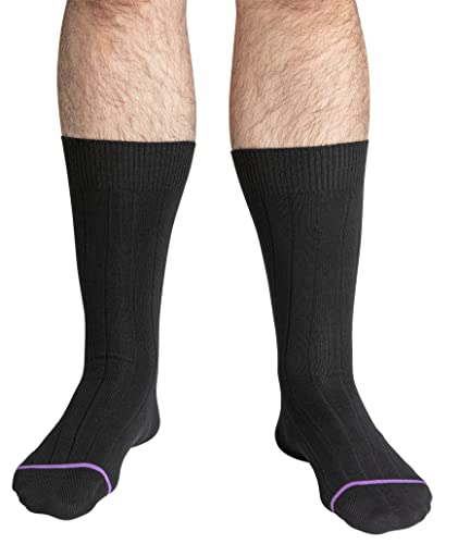 Men's 3 Pair SUPER SOFT PIMA Cotton Black Socks, Seamless Toe, Ribbed or Flat Knit, Crew Length Socks3